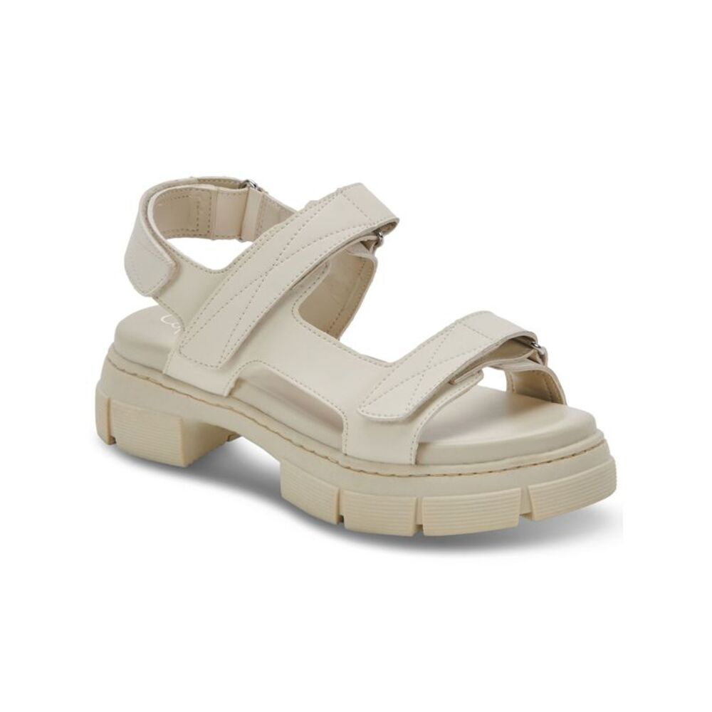 AQUA COLLEGE Womens Beige Waterproof Hux Round Toe Platform Slingback Sandal 8 M